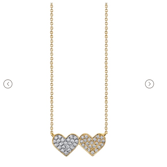 Sydney Evan Jewelry - #2574  SYDNEY EVAN 14K GOLD & DIAMOND MEDIUM DOUBLE HEART NECKLACE